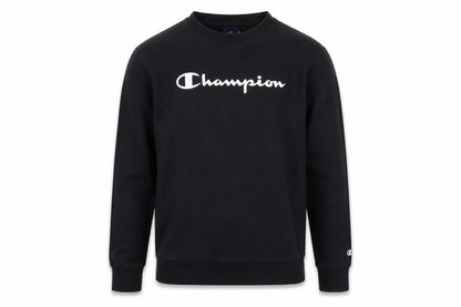 Front view of Champion boys’ black pullover sweatshirt 15-16 years logo fleece crew neck