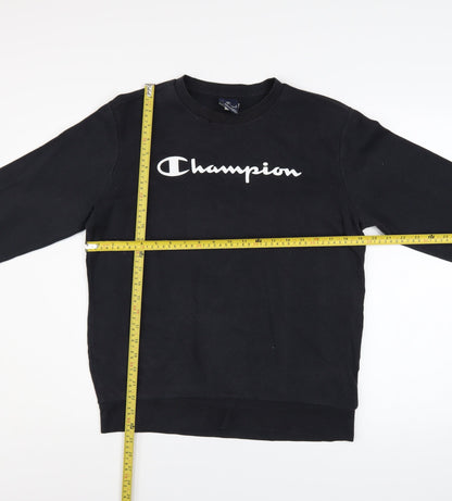 Champion Boys Black Pullover Sweatshirt 15-16 Years Logo Fleece Crew Neck