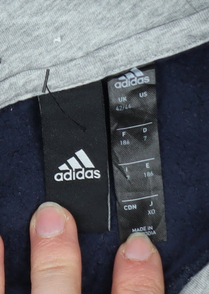 Mens UK Size XL adidas Blue Pullover Hoodie
