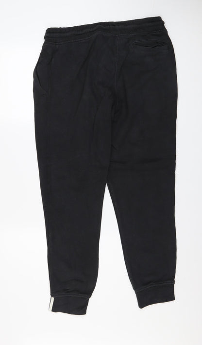 Adidas Womens Black Jogger Trousers Size 12 Cotton Side Stripe
