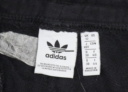 Adidas Womens Black Jogger Trousers Size 12 Cotton Side Stripe