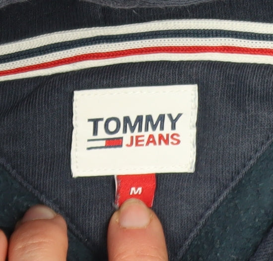 Mens UK Size M Tommy Jeans Blue Pullover Hoodie