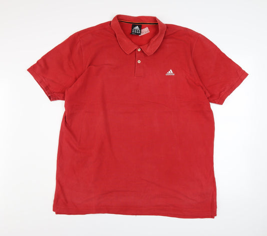 adidas Men's Red 2XL Polo Shirt Sports Performance Cotton Blend