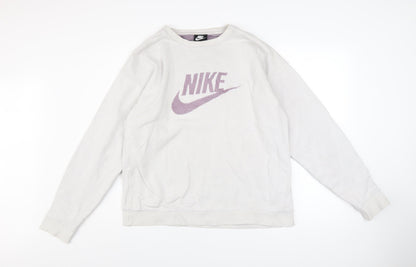 Womens UK Size L Nike Beige Pullover Sweatshirt