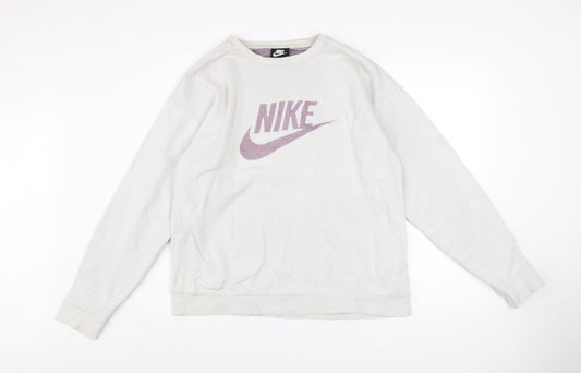 Womens UK Size L Nike Beige Pullover Sweatshirt