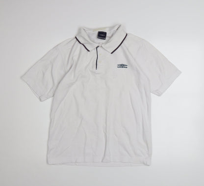 Umbro Men's White Short Sleeve Polo Shirt Size M Classic Fit