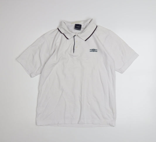 Umbro Men's White Short Sleeve Polo Shirt Size M Classic Fit