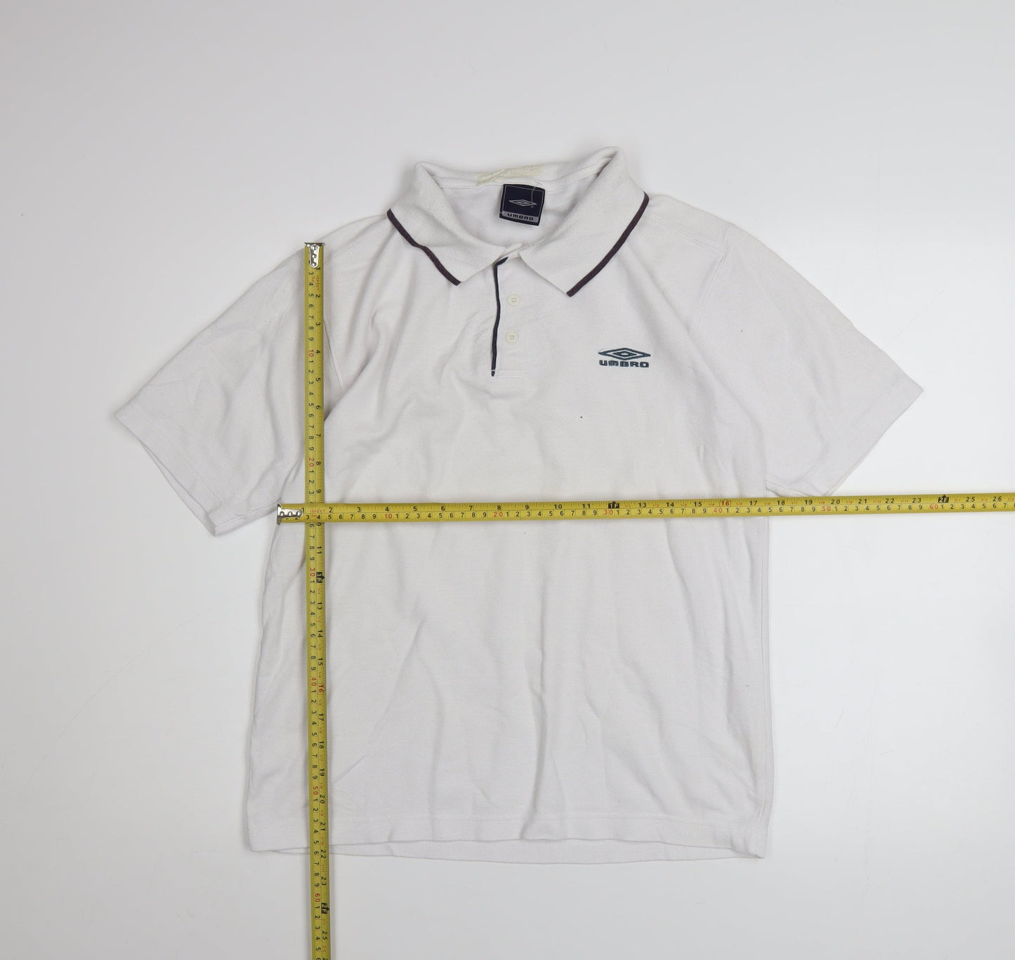 Umbro Men's White Short Sleeve Polo Shirt Size M Classic Fit