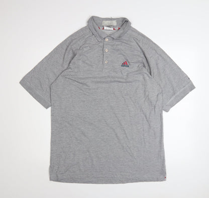 Adidas Mens Grey Polo Shirt Size L Cotton Blend Golf Sportswear