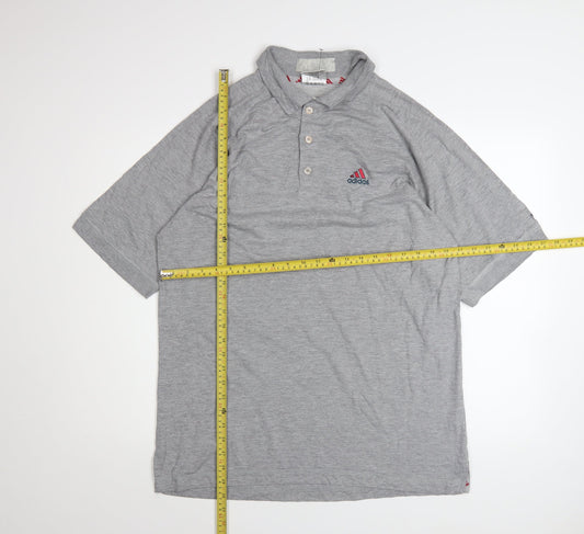Adidas Mens Grey Polo Shirt Size L Cotton Blend Golf Sportswear