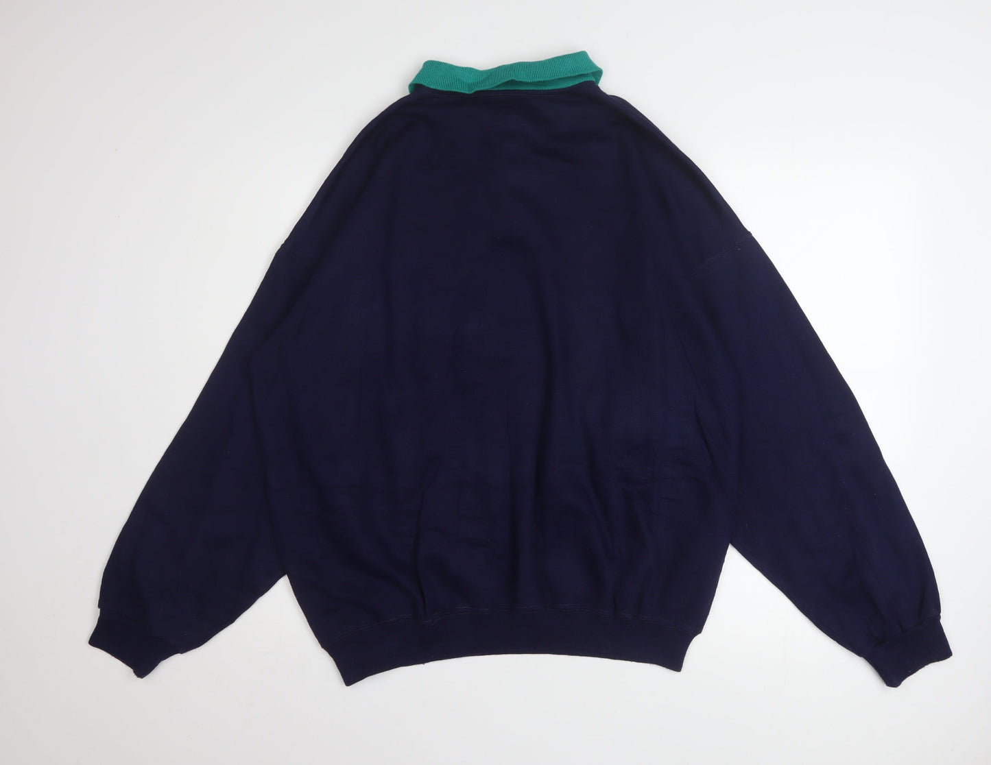 Womens UK Size XL Sporting Blue Henley Sweatshirt