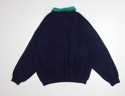 Womens UK Size XL Sporting Blue Henley Sweatshirt