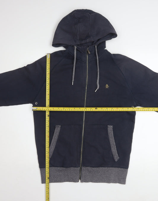 Mens UK Size M Original Penguin Blue Full Zip Hoodie