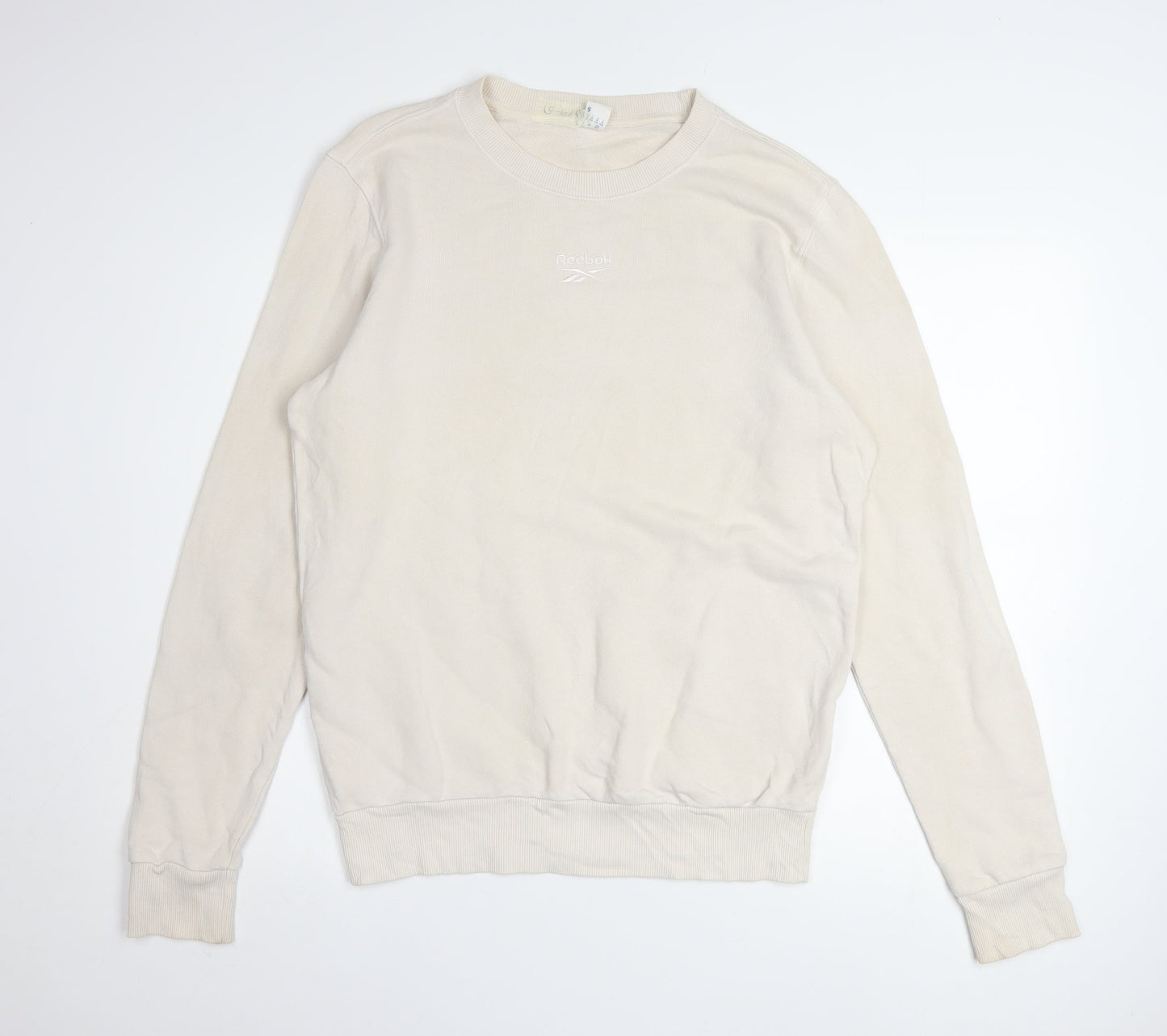 Womens UK Size S Reebok Beige Pullover Sweatshirt