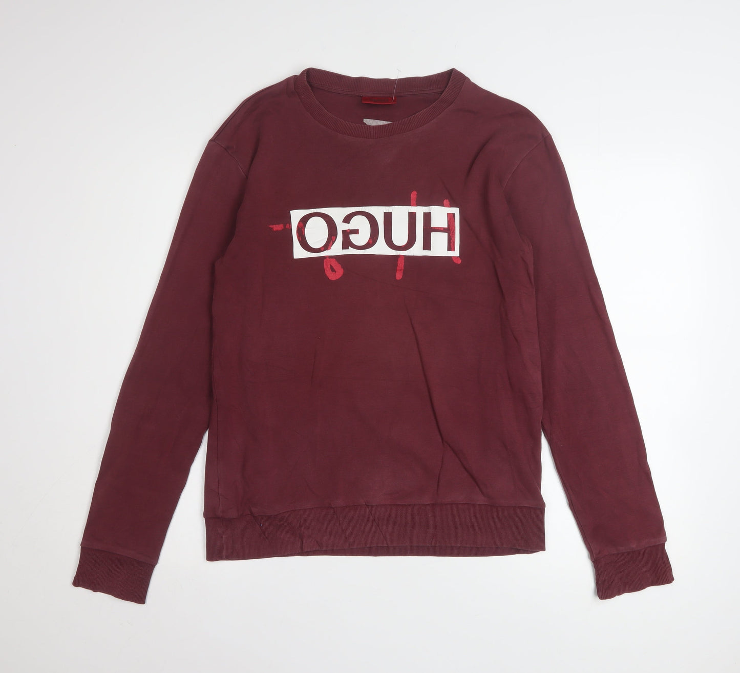 Unisex Adults UK Size S HUGO BOSS Red Pullover Sweatshirt