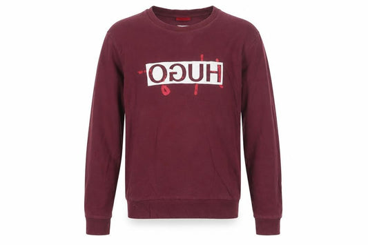 Front view of Hugo Boss unisex red logo graphic cotton sweatshirt, size S