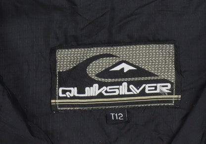 Quiksilver Boys Black Hooded Zip Windbreaker Jacket 12 Years