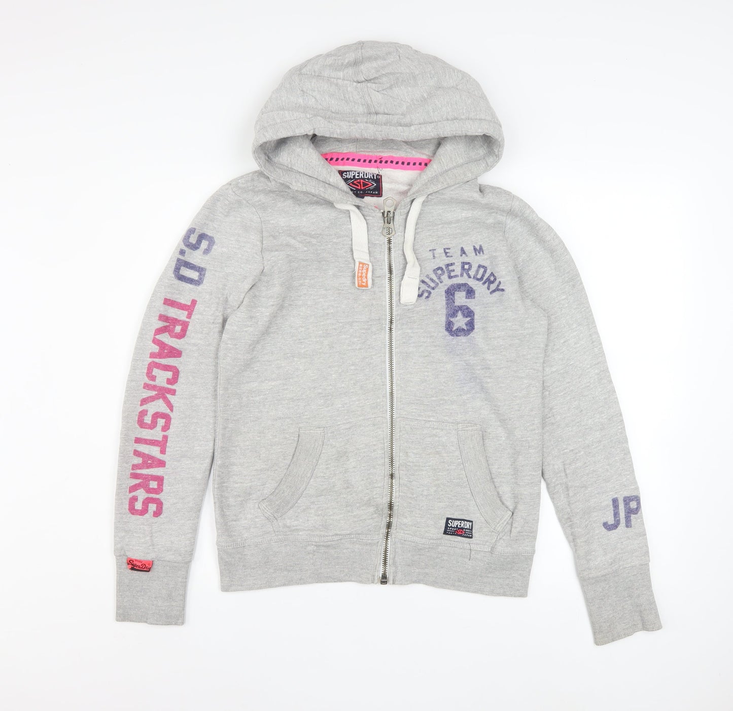 Womens UK Size M Superdry Grey Full Zip Hoodie