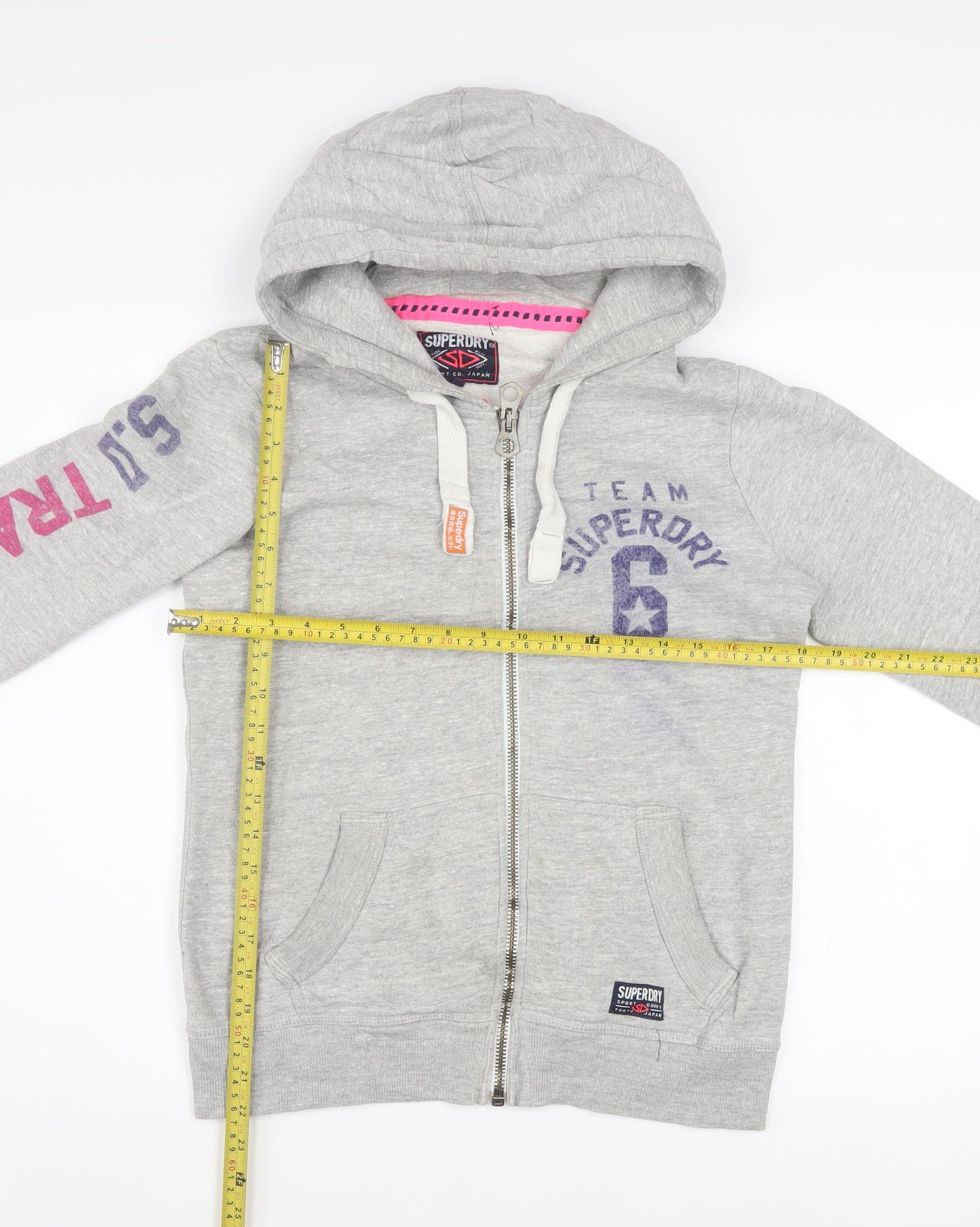 Womens UK Size M Superdry Grey Full Zip Hoodie