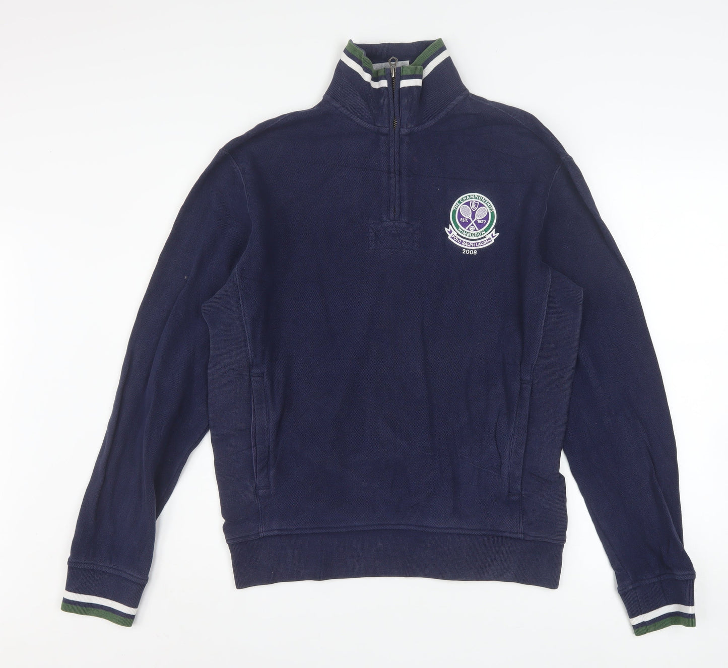 Mens UK Size S Polo Ralph Lauren Blue Henley Sweatshirt