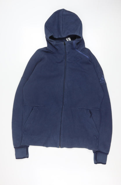 Mens UK Size L adidas Blue Full Zip Hoodie