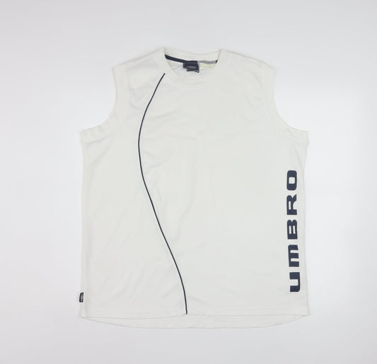 Umbro Men's White Athletic Tank Top L Lightweight Quick Dry