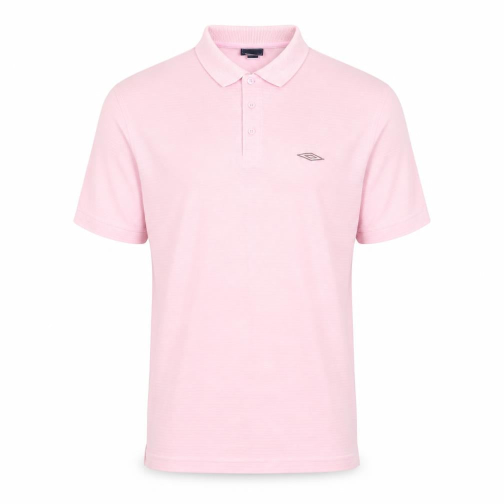 Umbro Men’s Pink Short Sleeve Polo Shirt Size L Polyester Cotton