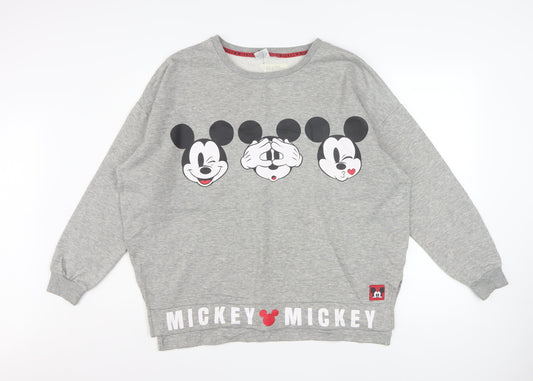 Disney Primark Womens Grey Mickey Sweatshirt Size 12/14 Pullover