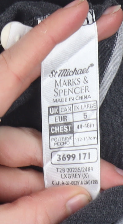Mens UK Size XL Marks and Spencer Grey Henley Sweatshirt