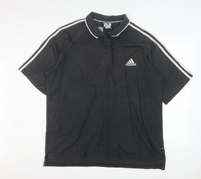 Adidas Mens Black Polo Shirt Size L Regular Fit Sportswear