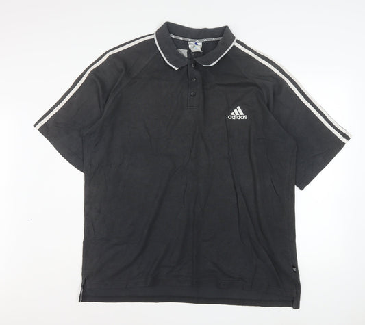 Adidas Mens Black Polo Shirt Size L Regular Fit Sportswear