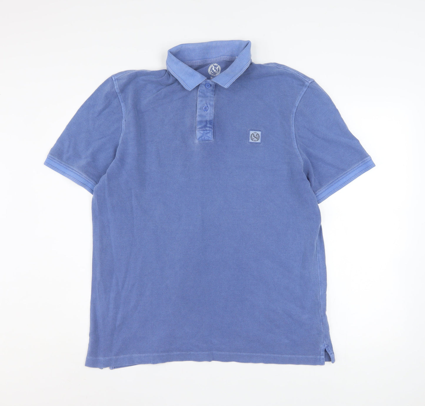 Marks and Spencer Men's Blue Cotton Polo Shirt Size L