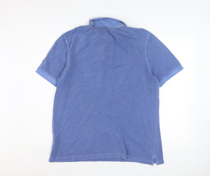 Marks and Spencer Men's Blue Cotton Polo Shirt Size L