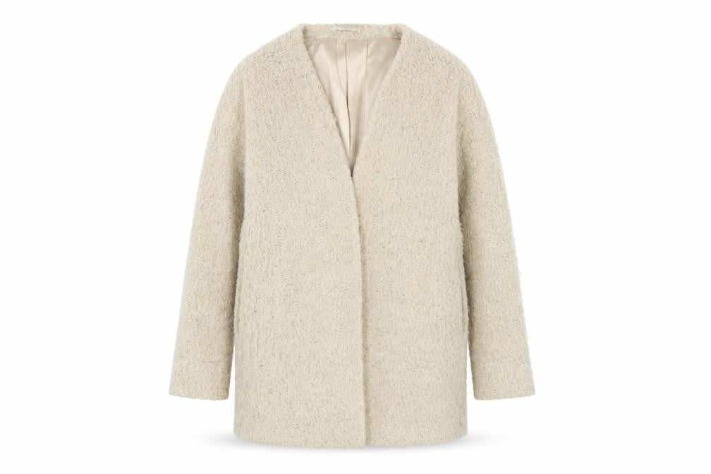 Glamorous Women Beige Wool Blend Mid-Length Overcoat Size S