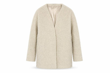 Glamorous Women Beige Wool Blend Mid-Length Overcoat Size S