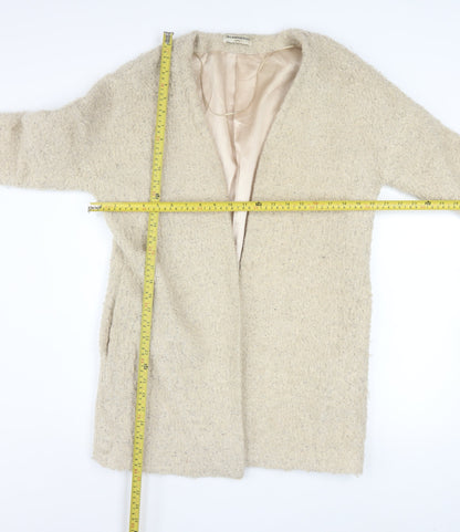 Glamorous Women Beige Wool Blend Mid-Length Overcoat Size S