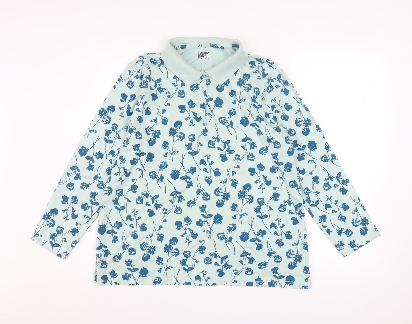 Womens UK Size L Lands' End Blue Basic Polo