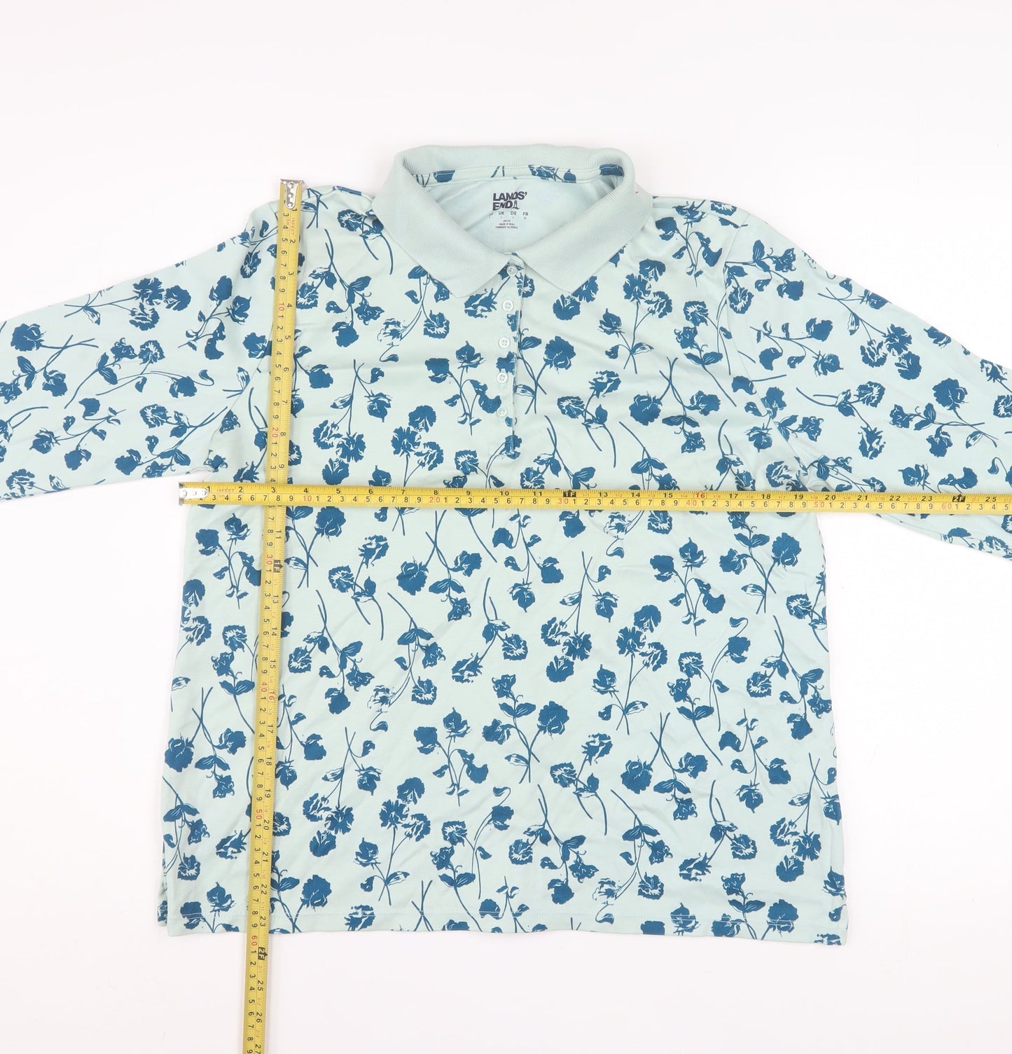 Womens UK Size L Lands' End Blue Basic Polo