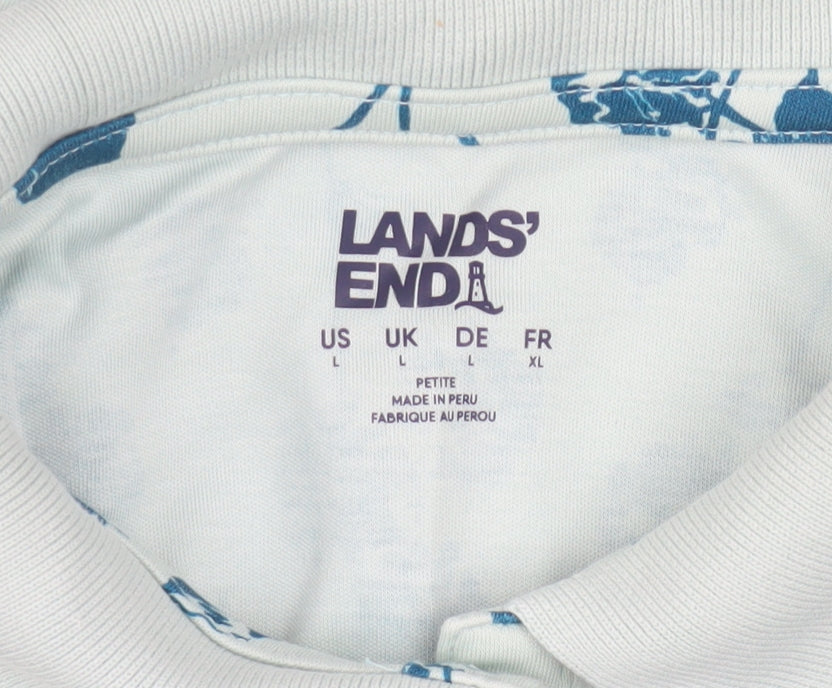 Womens UK Size L Lands' End Blue Basic Polo