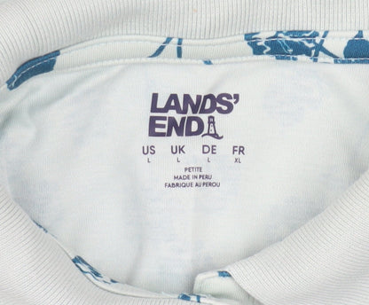Womens UK Size L Lands' End Blue Basic Polo