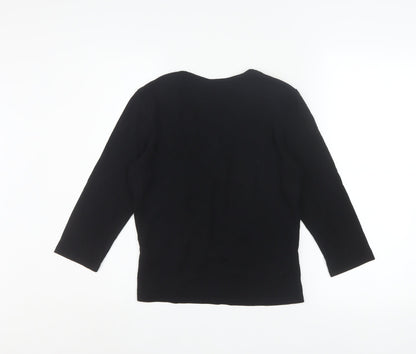 Principles Petite Women's Black V-Neck Wrap Blouse Size 12