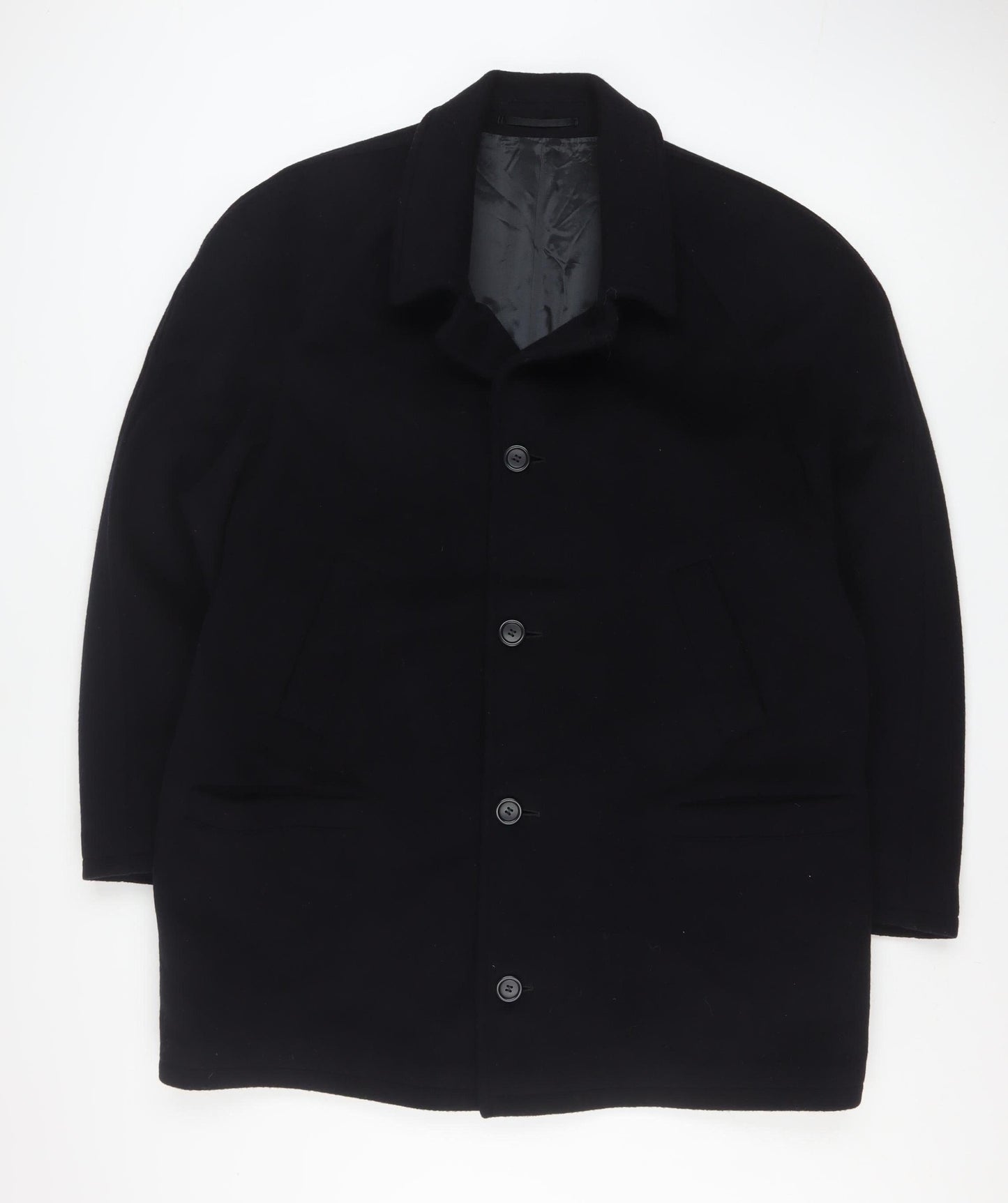 Mens UK Size 44 DiCaprio Black Overcoat