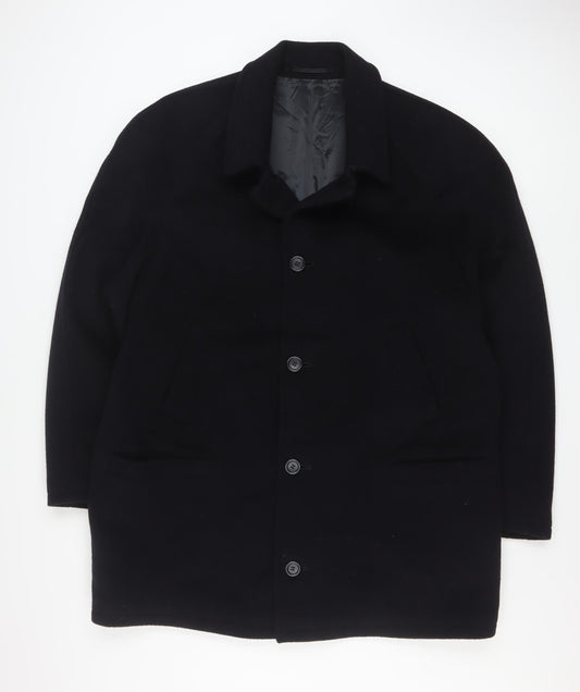 Mens UK Size 44 DiCaprio Black Overcoat