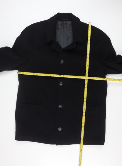 Mens UK Size 44 DiCaprio Black Overcoat