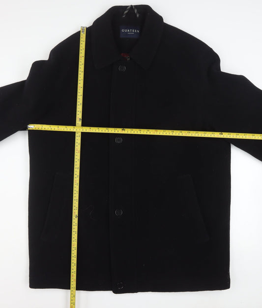 Gurteen Mens Black Wool Overcoat Size 46 Classic Mid-Length Jacket