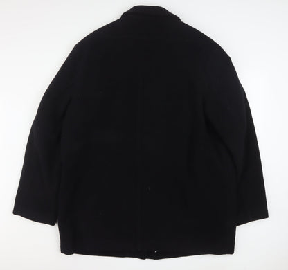 Gurteen Mens Black Wool Overcoat Size 46 Classic Mid-Length Jacket