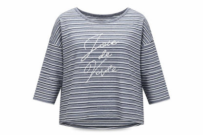 Bonmarché Women’s Blue Striped 3/4 Sleeve Relaxed T-Shirt Size 18