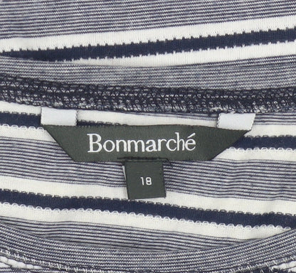 Bonmarché Women’s Blue Striped 3/4 Sleeve Relaxed T-Shirt Size 18
