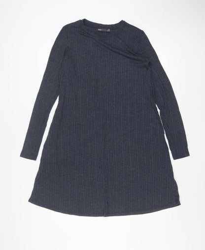 Marks and Spencer Women Grey Size 10 A-Line Long Sleeve Knit Dress