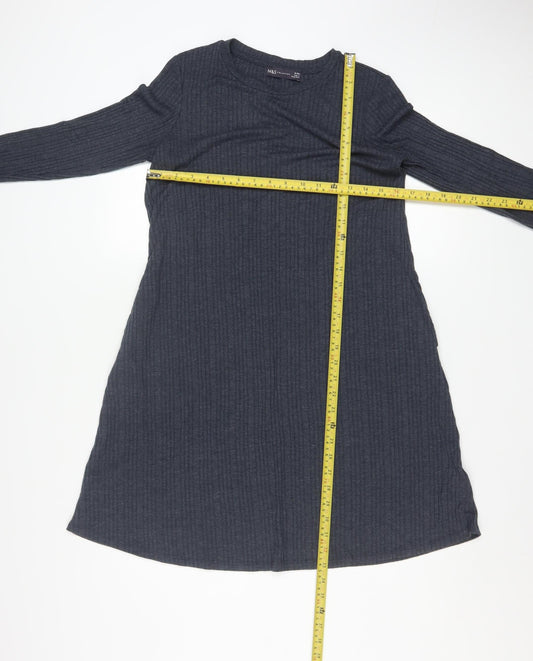 Marks and Spencer Women Grey Size 10 A-Line Long Sleeve Knit Dress
